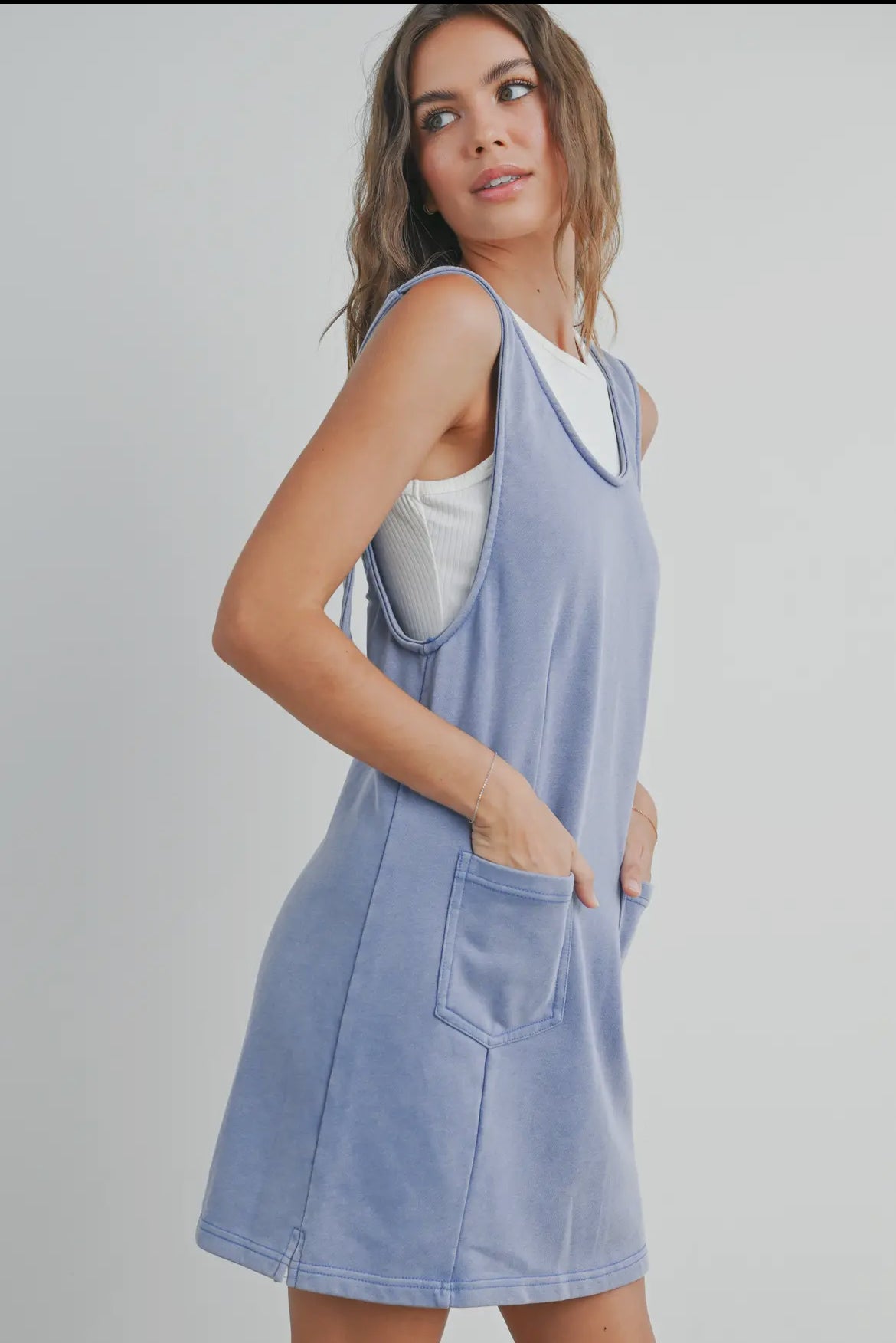French Terry Sleeveless Jumpsuit Dress