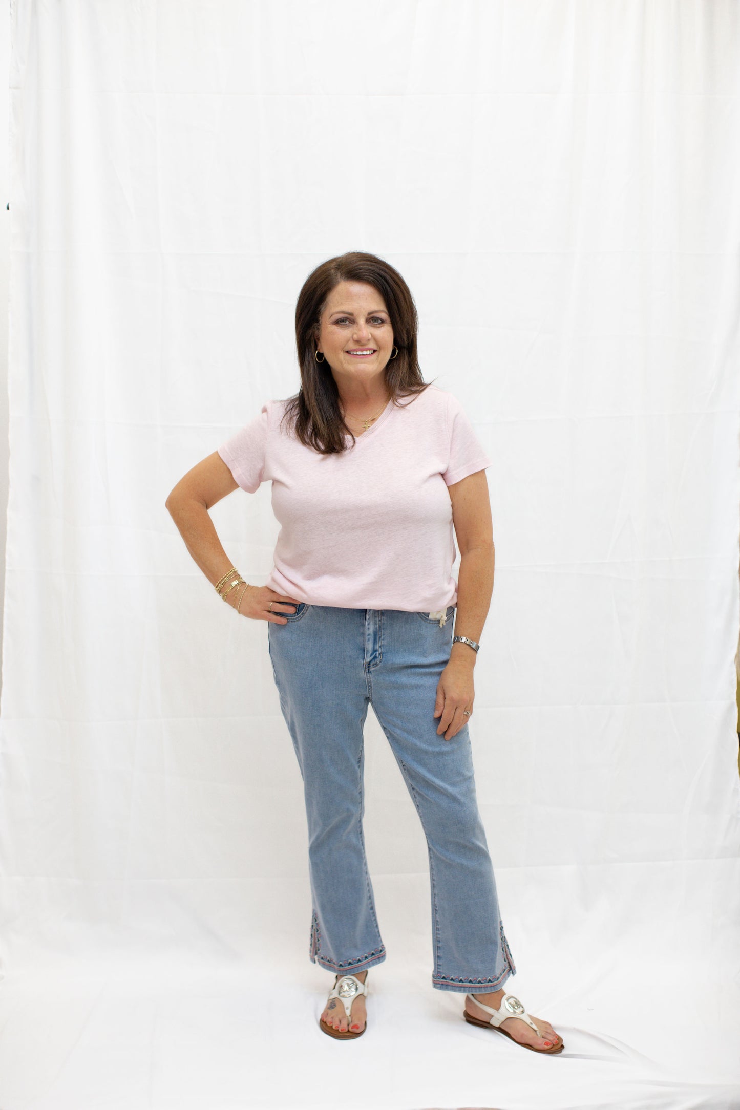 V-Neck Linen T Shirt