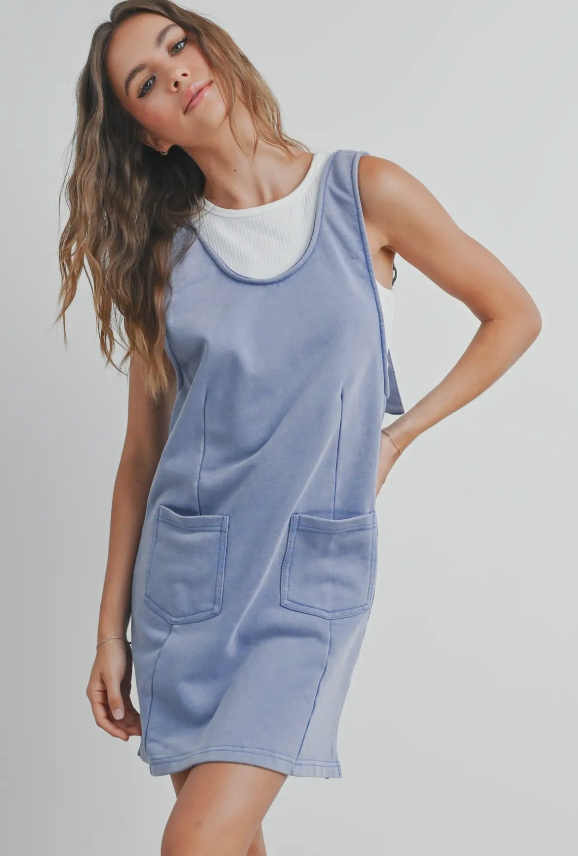 French Terry Sleeveless Jumpsuit Dress