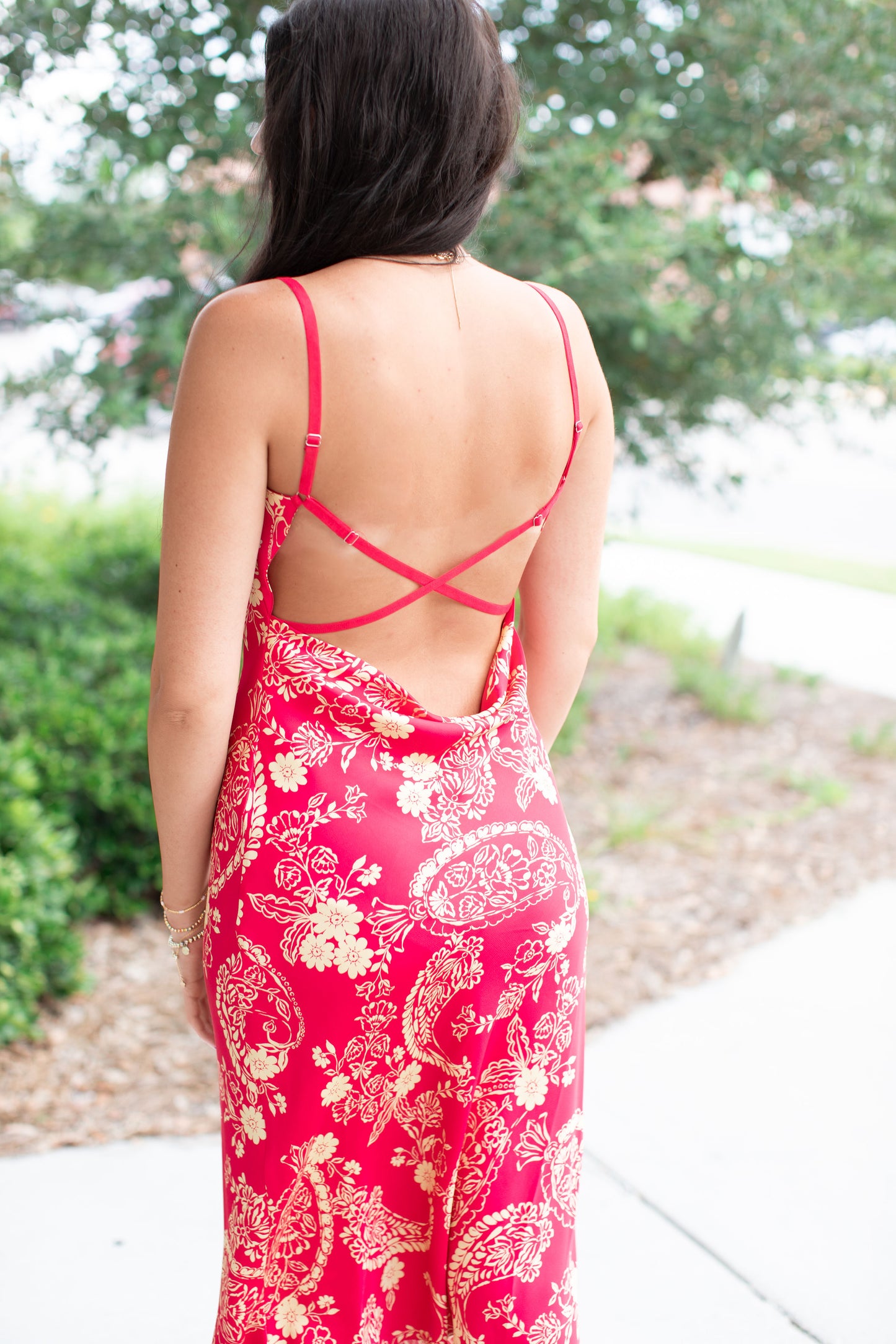 Crimson Floral Dress