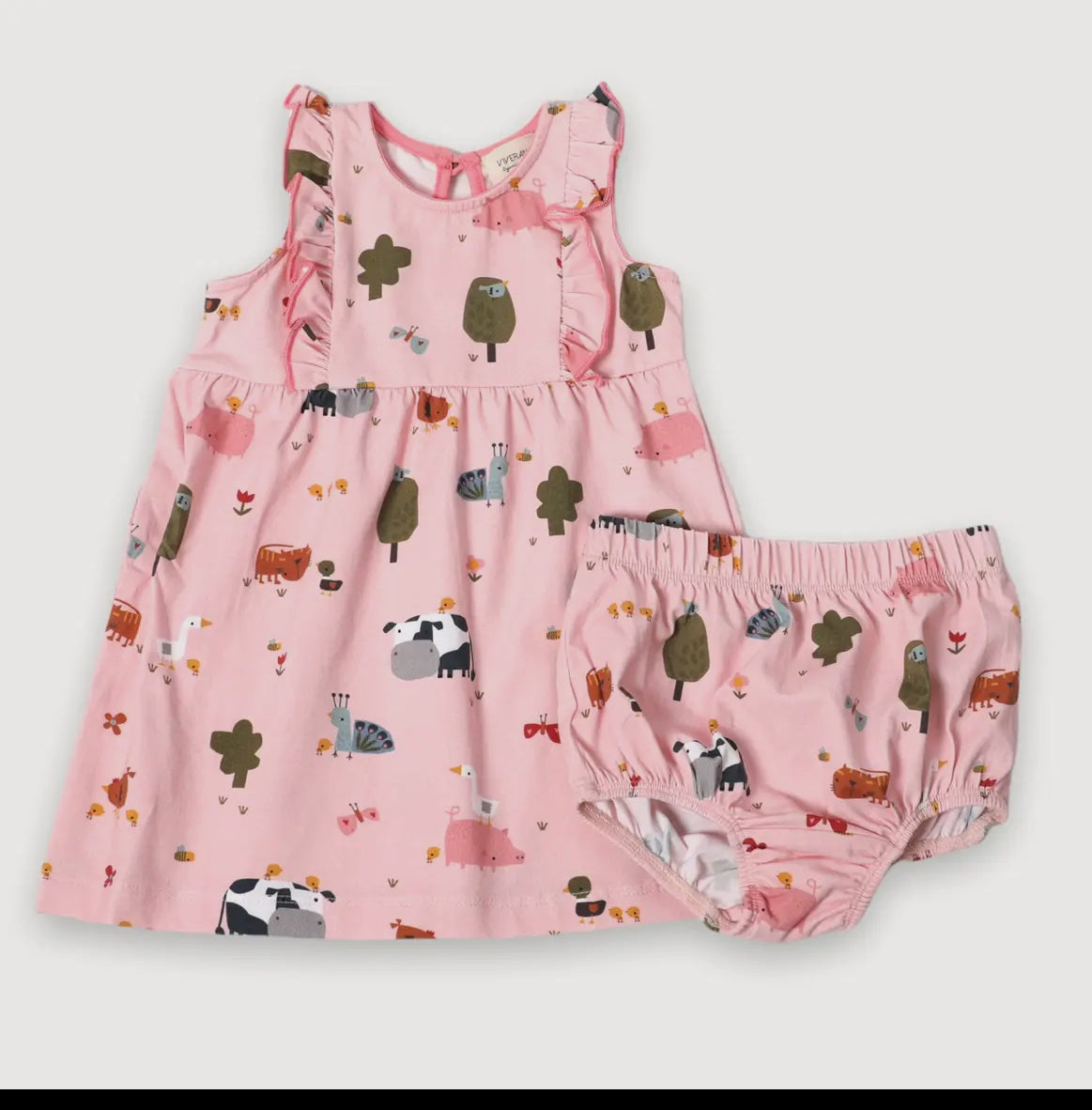 Farm Ruffle Baby Dress + Bloomer Set