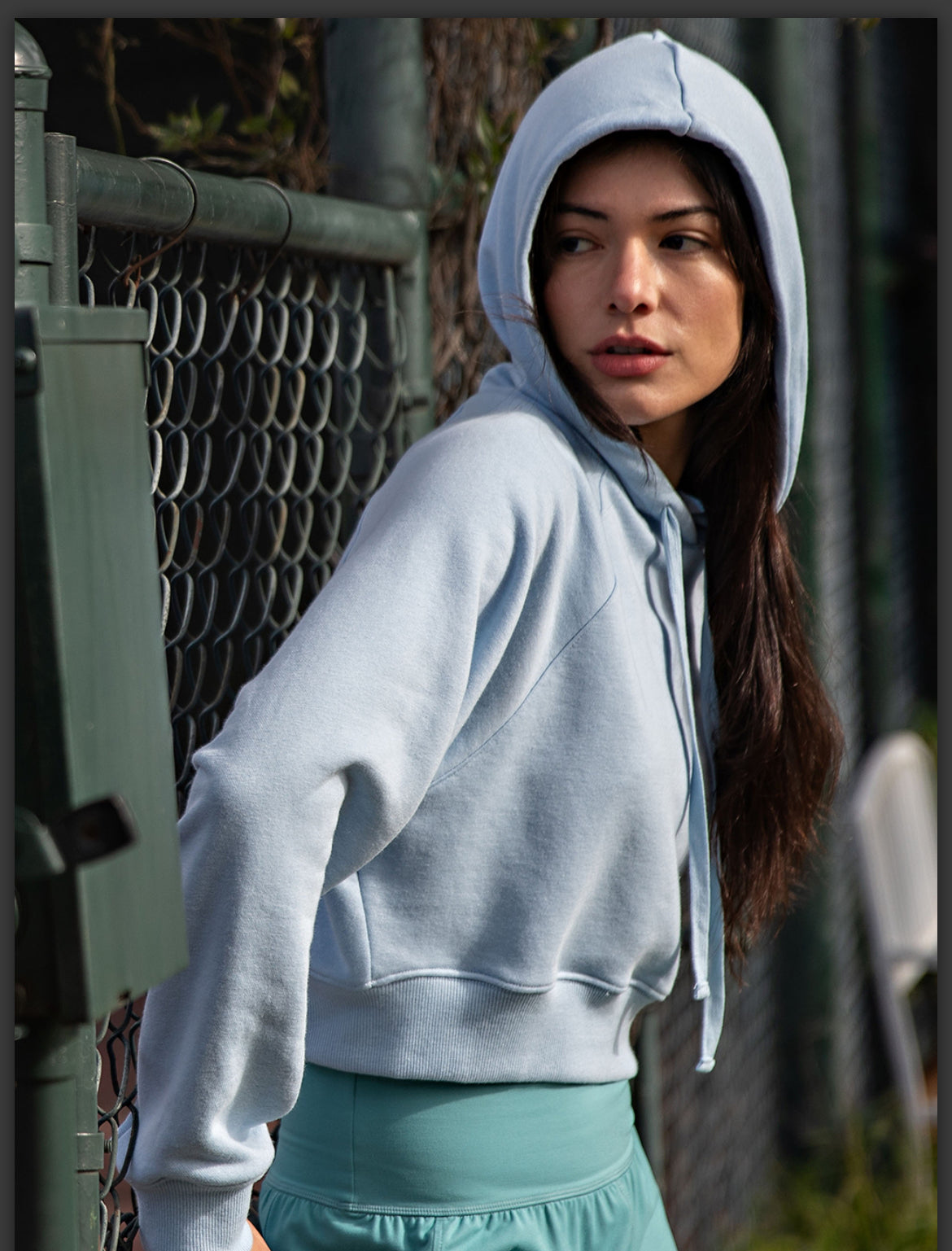 French Terry Cropped Hoodie And Sweatpants Set