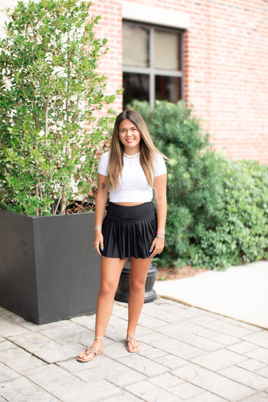 Black Pleated Yoga Sports Skirt