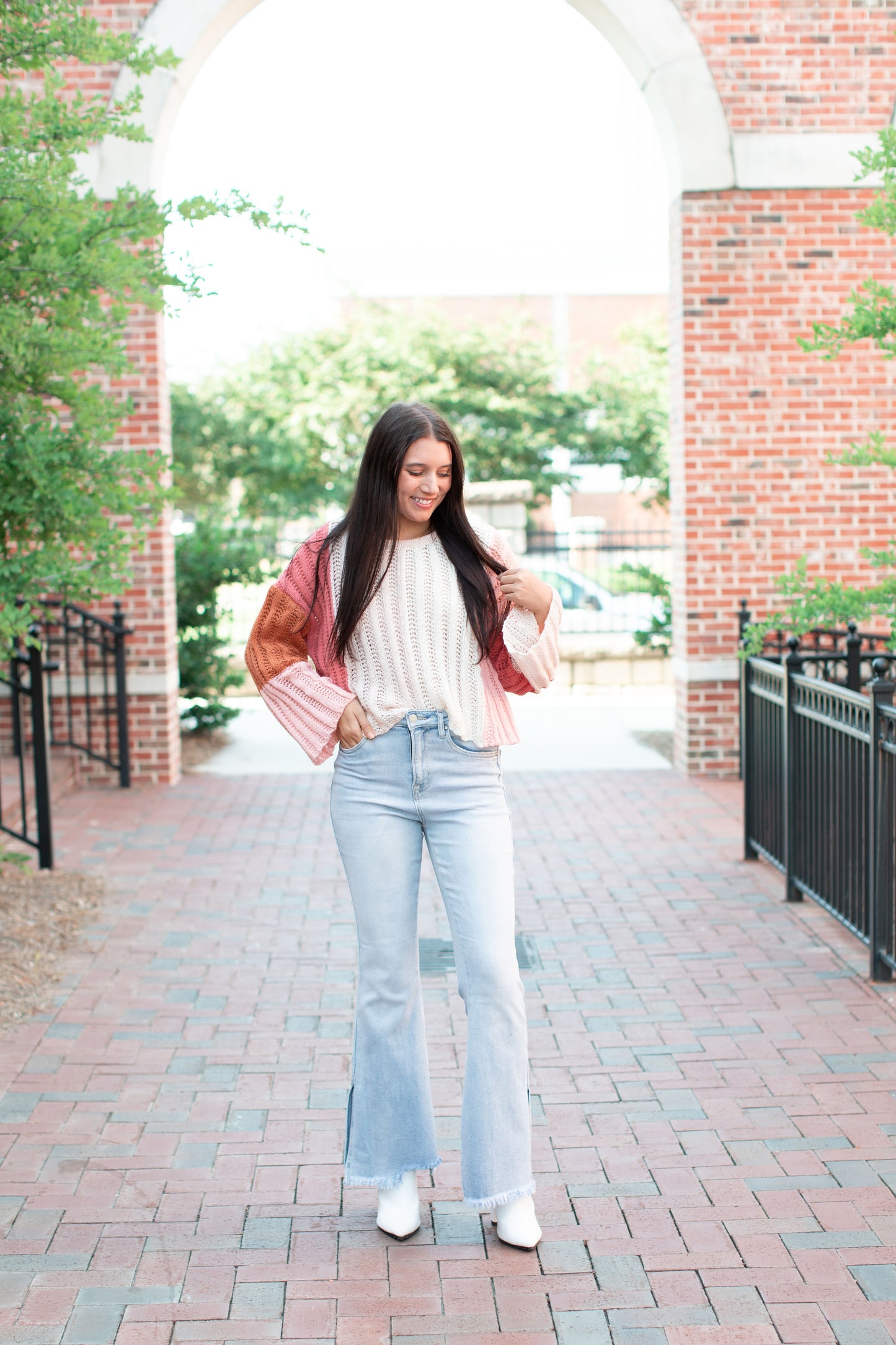 Multi Color Block Cable Rib Sweater