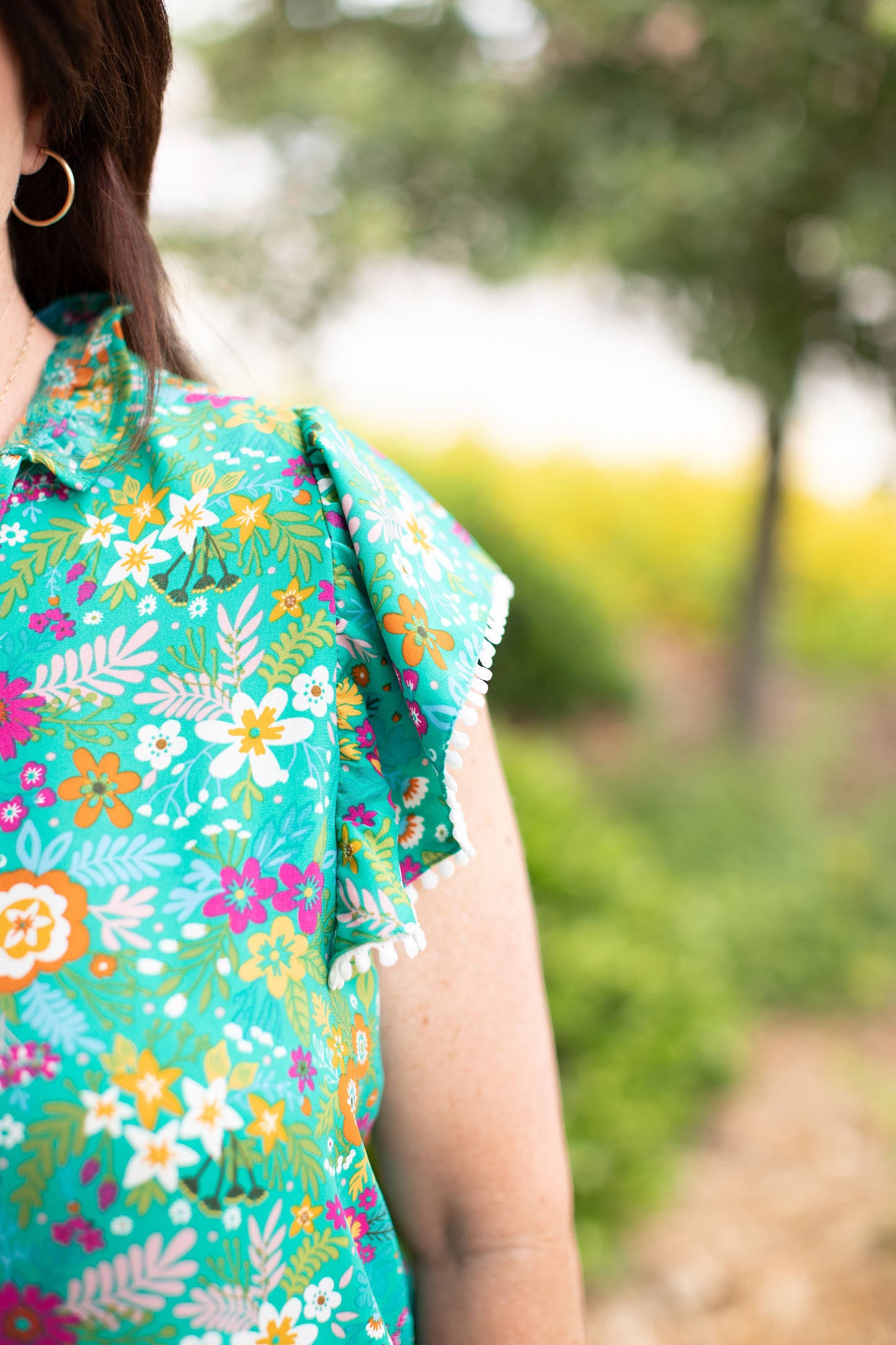 Tropical Floral Flutter Sleeve Top