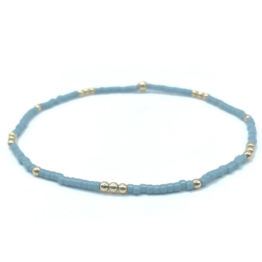 2mm Newport Pale Turquoise and Gold Filled Bracelet