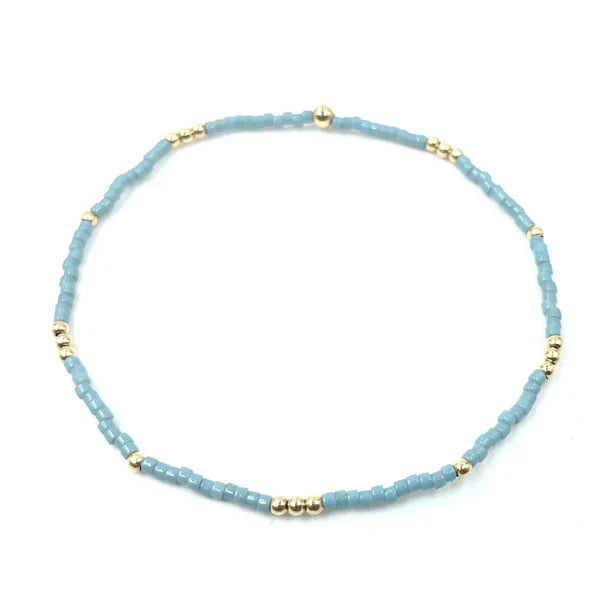 2mm Newport Pale Turquoise and Gold Filled Bracelet