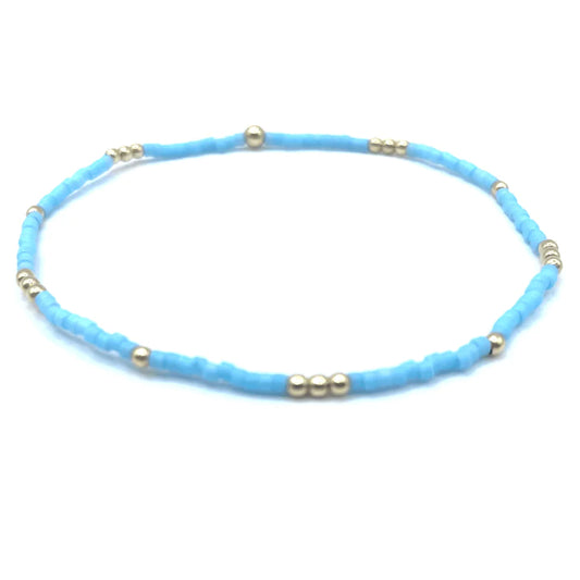 2mm Newport True Turquoise+Gold Filled Waterproof Bracelet