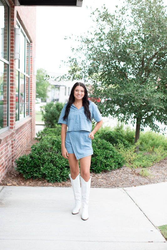 Denim Crop Top/Skort Set