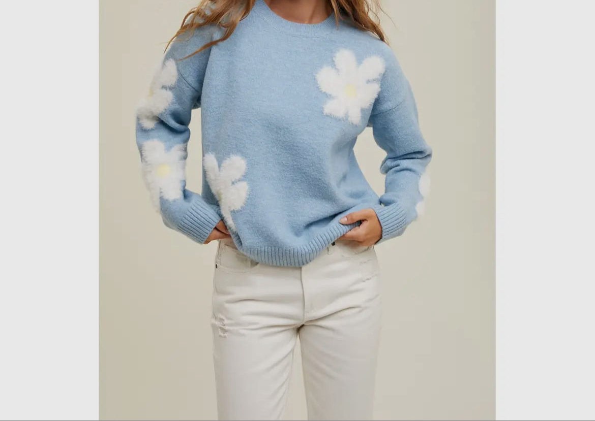 Brushed Floral Detail Sweater