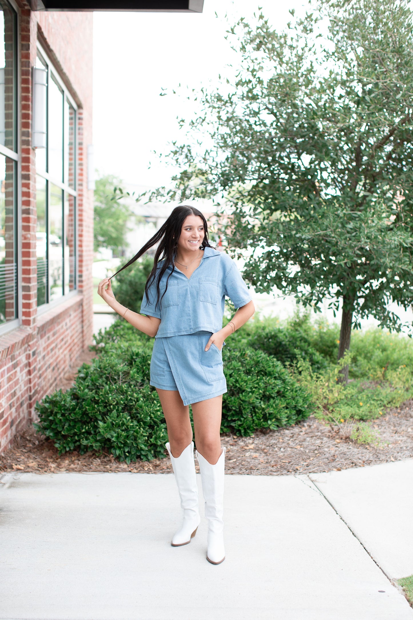 Denim Crop Top/Skort Set