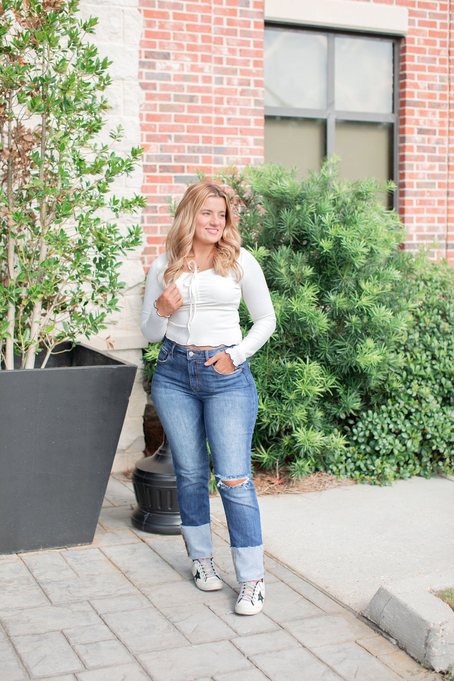 Textured Knit Sweetheart Neck Top-Ivory