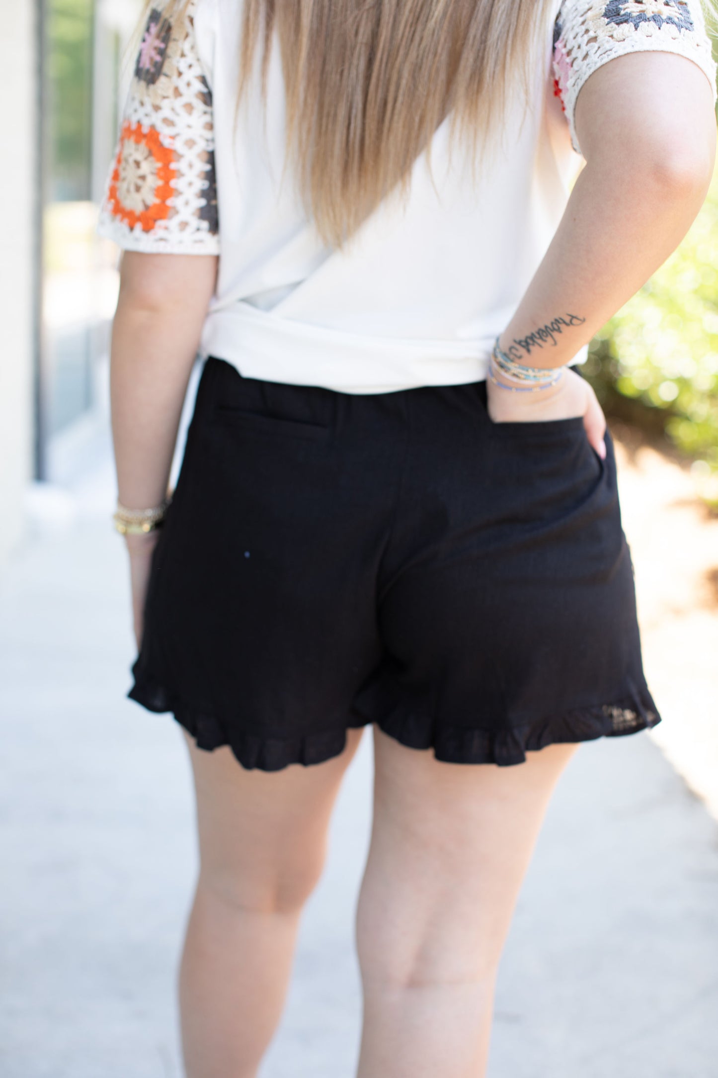 Black Ruffled Shorts