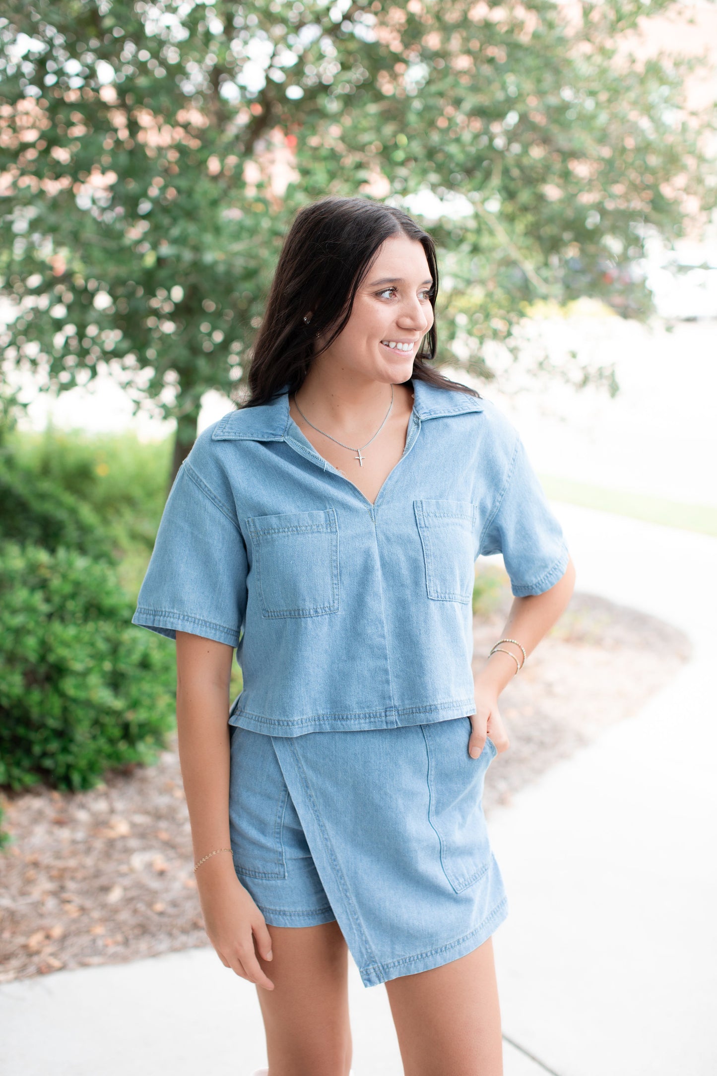 Denim Crop Top/Skort Set