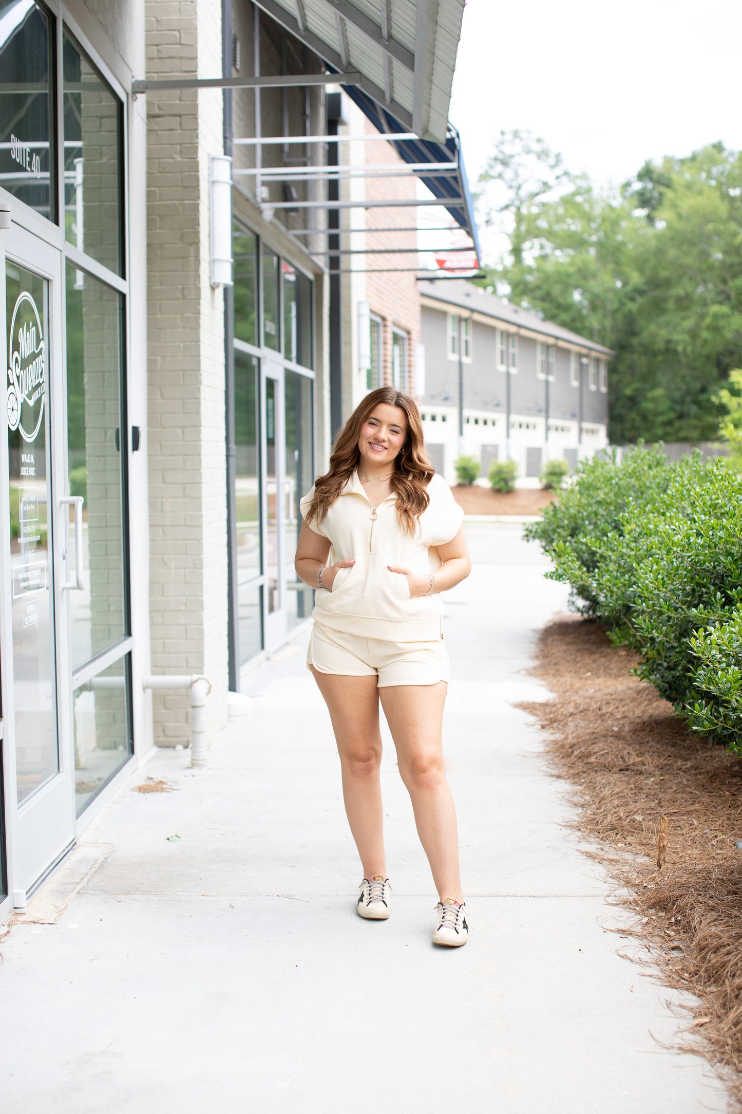 Cream Top with Shorts Set