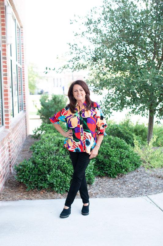 Watercolor Button Up Top