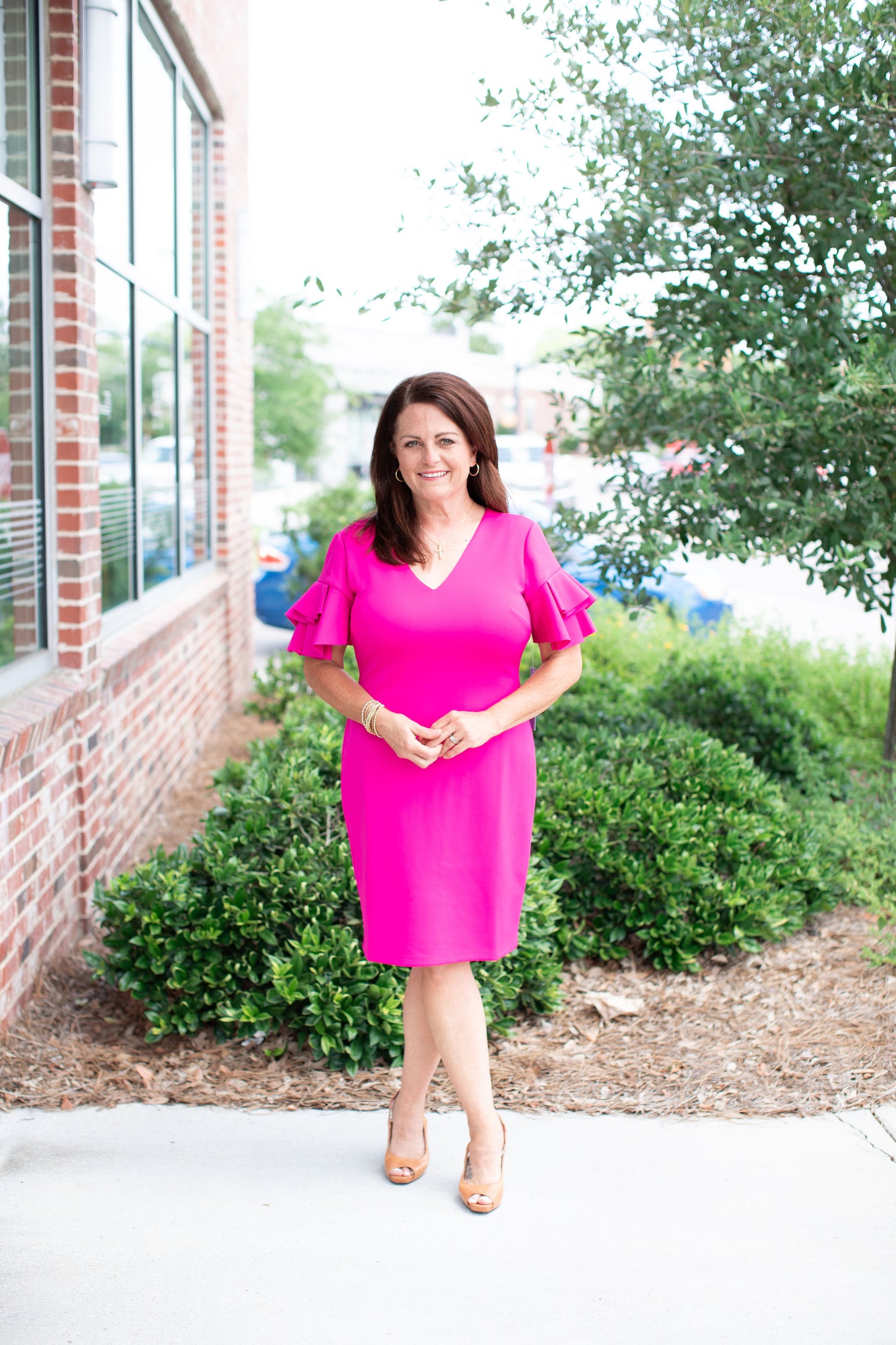 New Spring Fuchsia Shift Dress