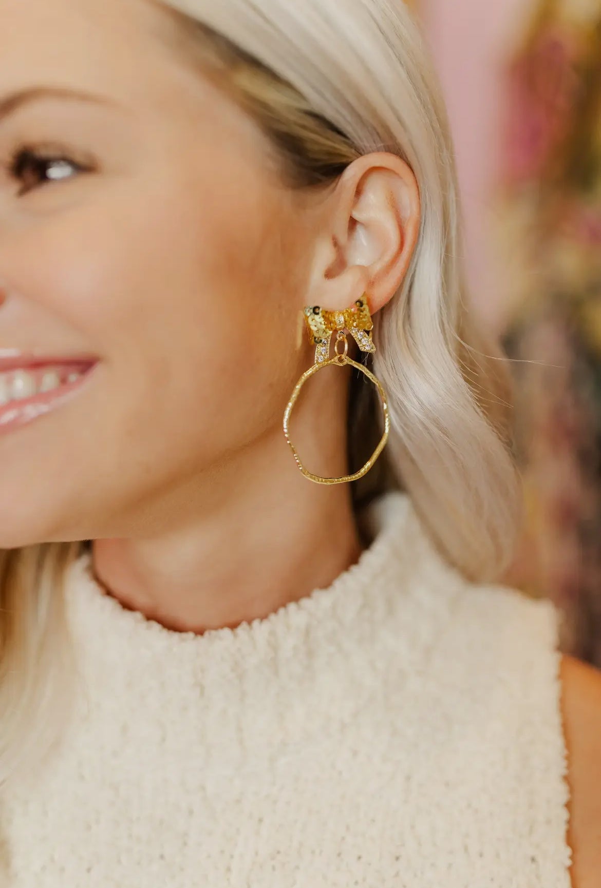 Gold Bethany Round Bow Hoops