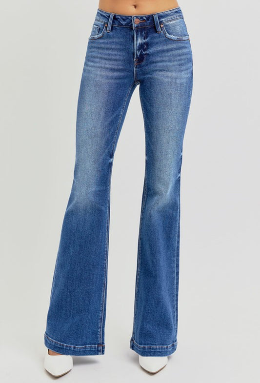 Low Rise Flare Jeans-Risen