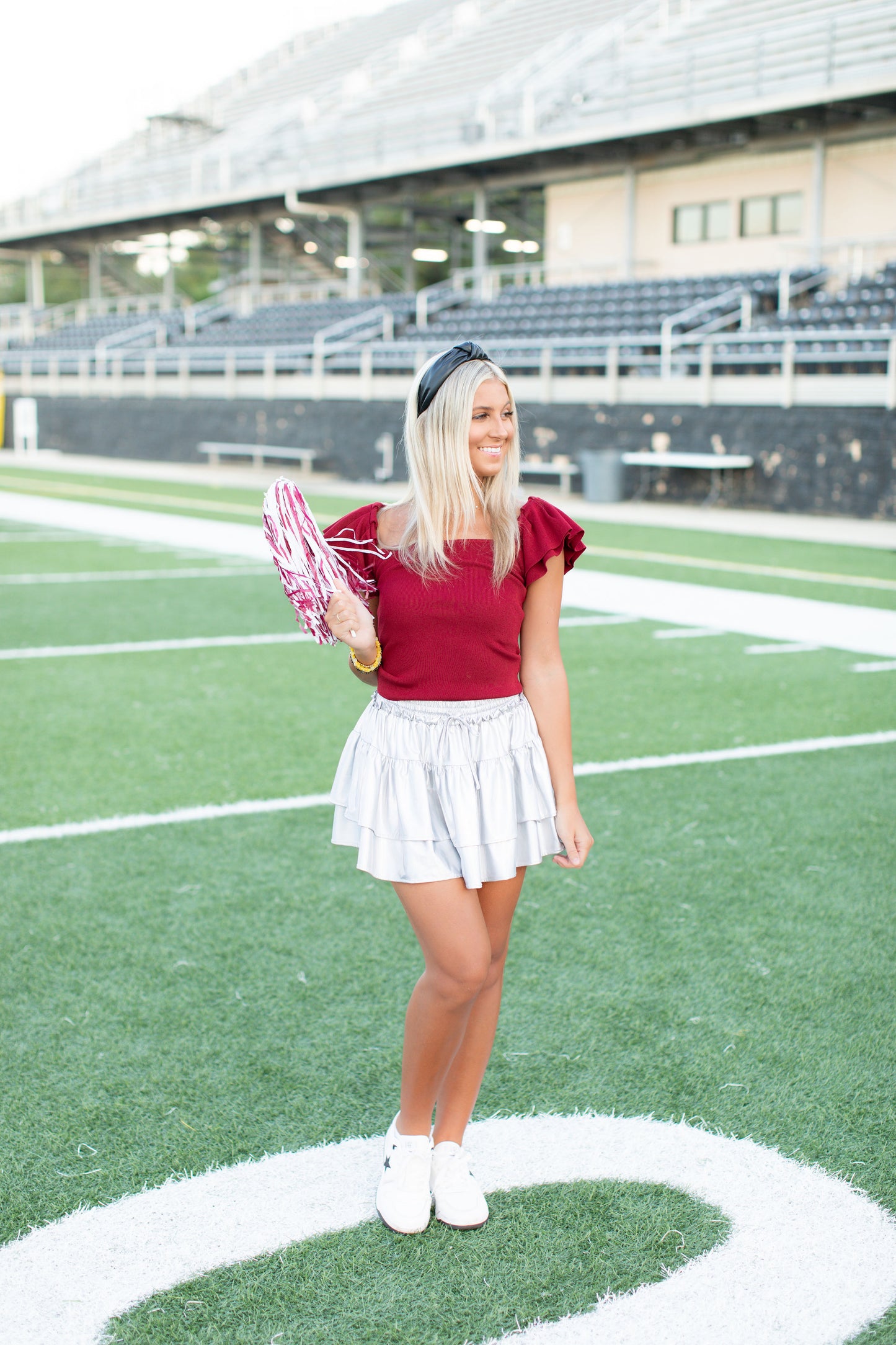 Ruffled Tiered Sweater-Burgundy