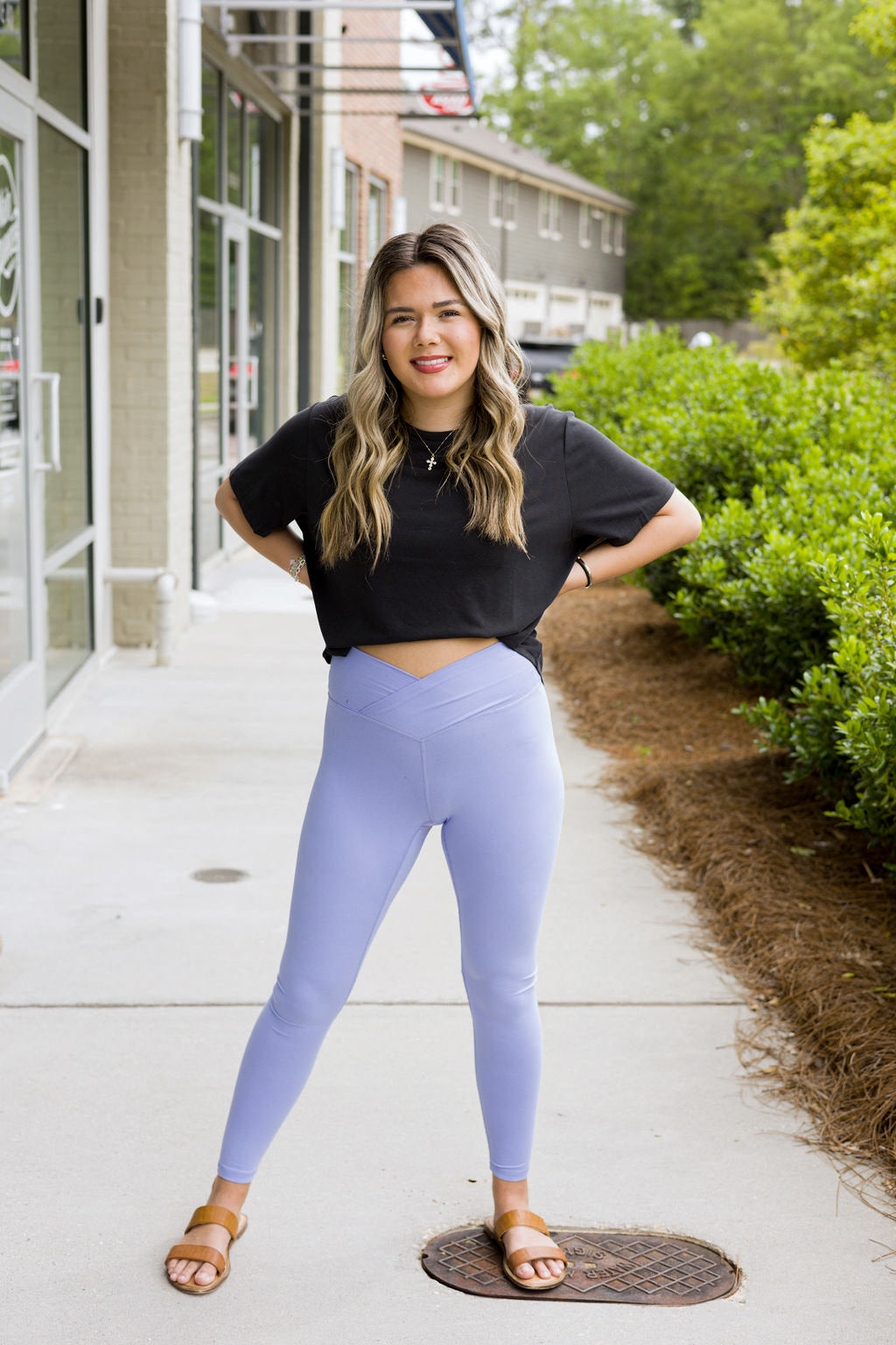 Blue Hyacinth Full Length High Rise Yoga Pants