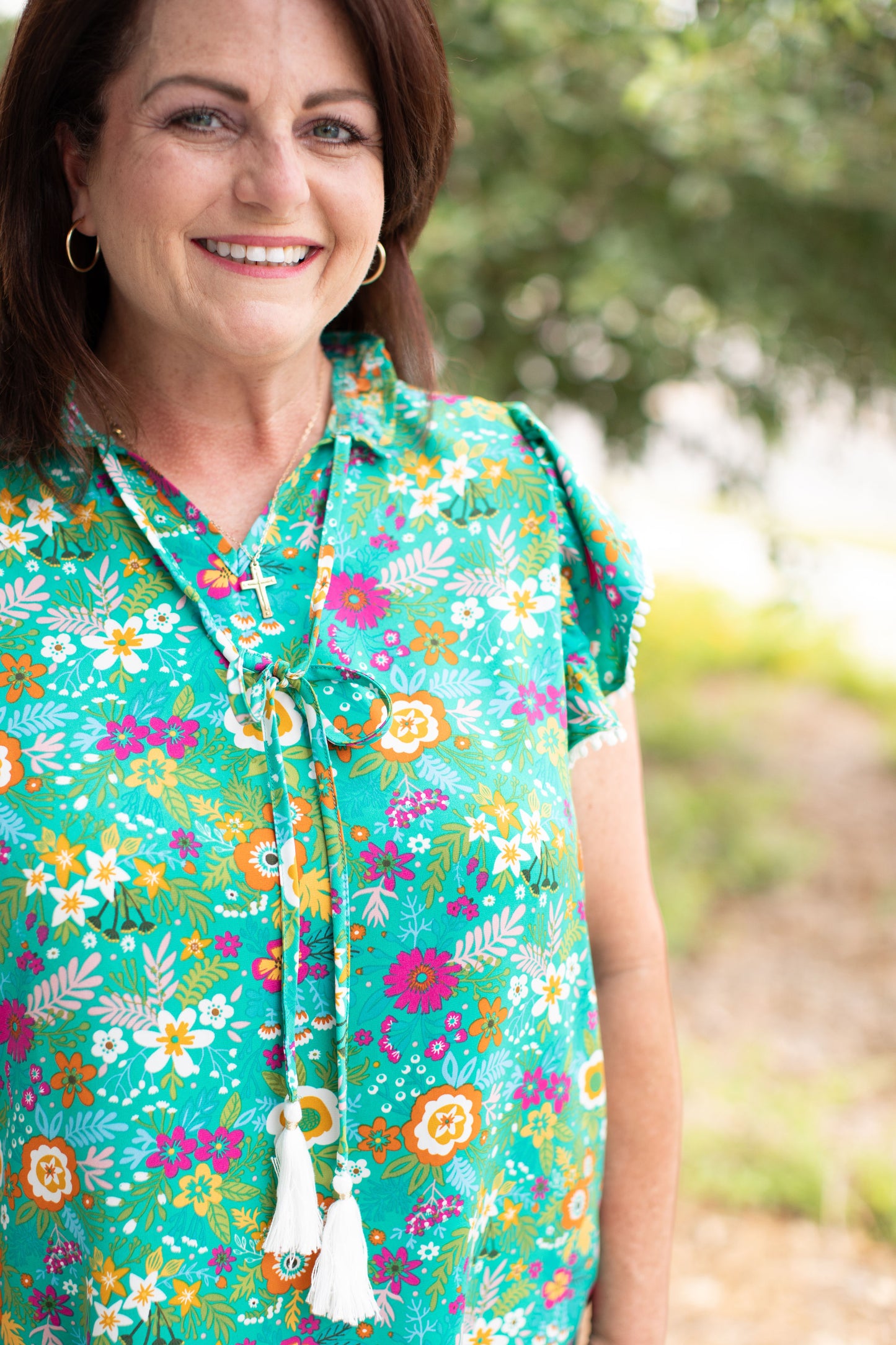 Tropical Floral Flutter Sleeve Top