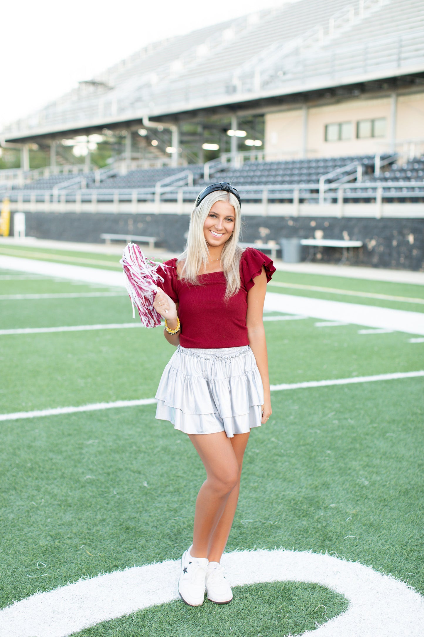 Ruffled Tiered Sweater-Burgundy