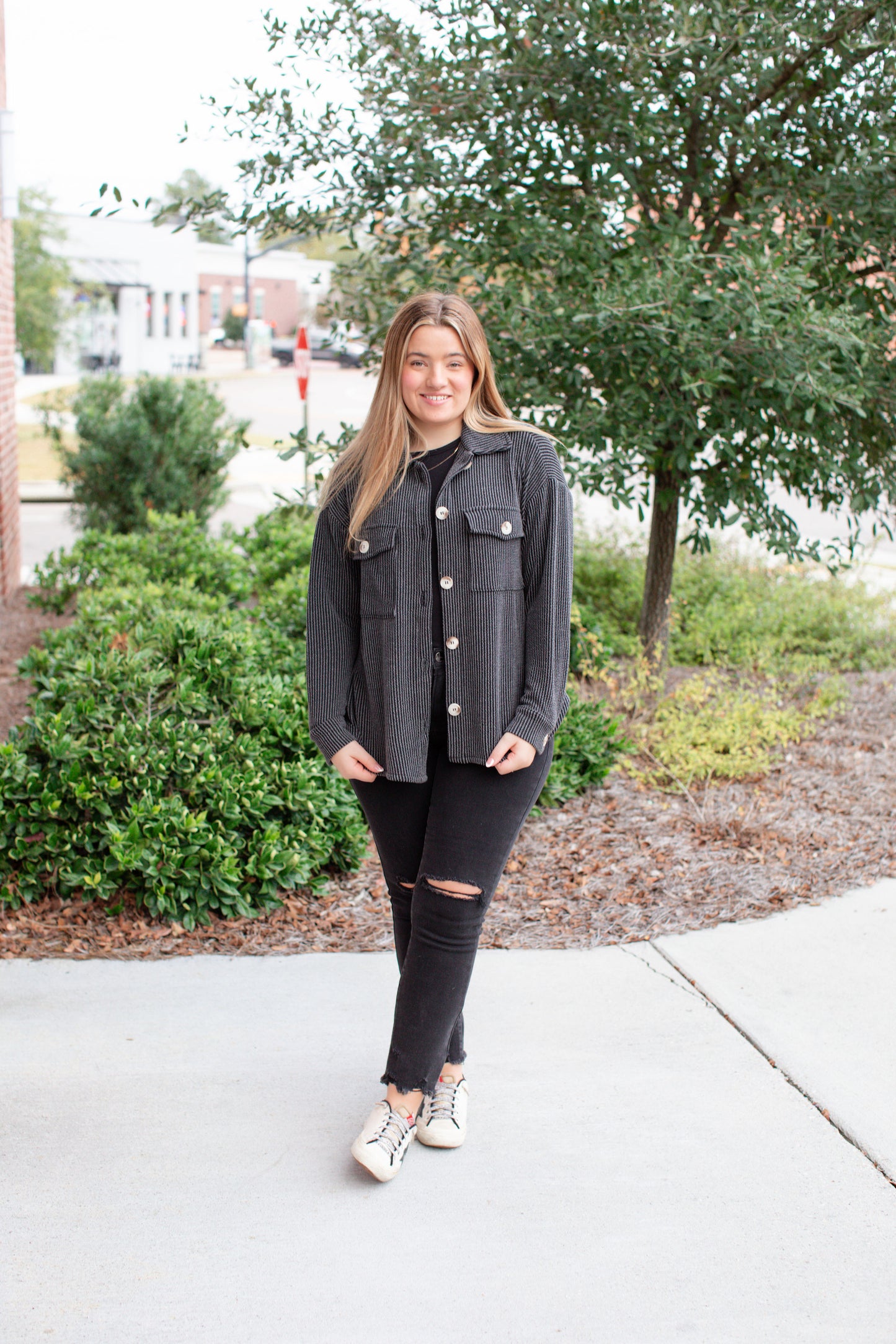 Charcoal Long Sleeve Button Up