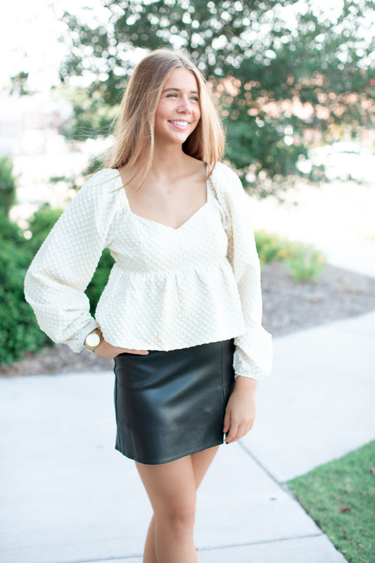 Textured Woven Sweetheart Top