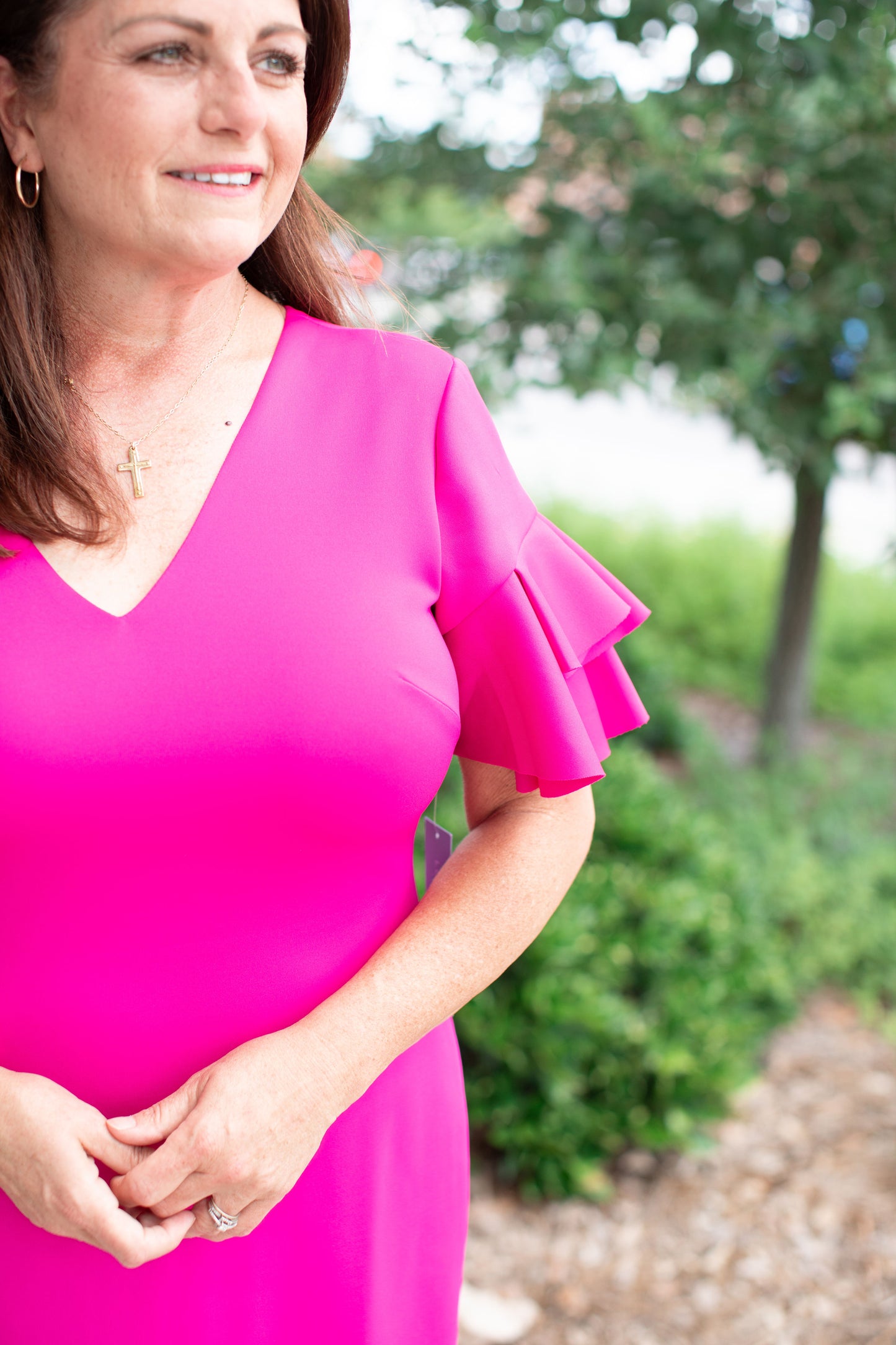 New Spring Fuchsia Shift Dress