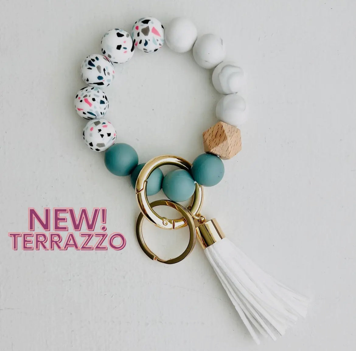 Terrazzo Silicone Wristlet Keyring