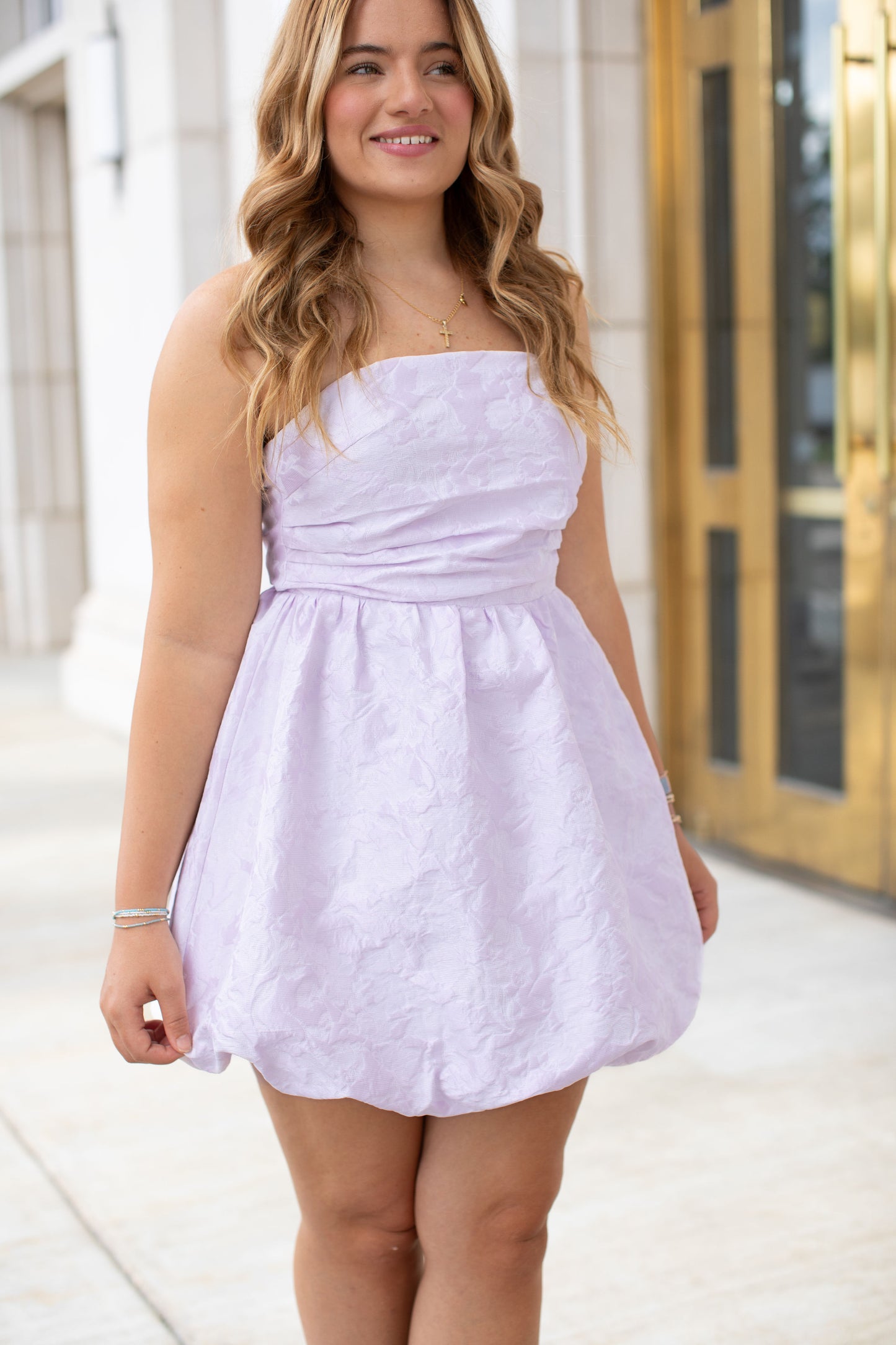 Strapless Mini Dress-Lilac