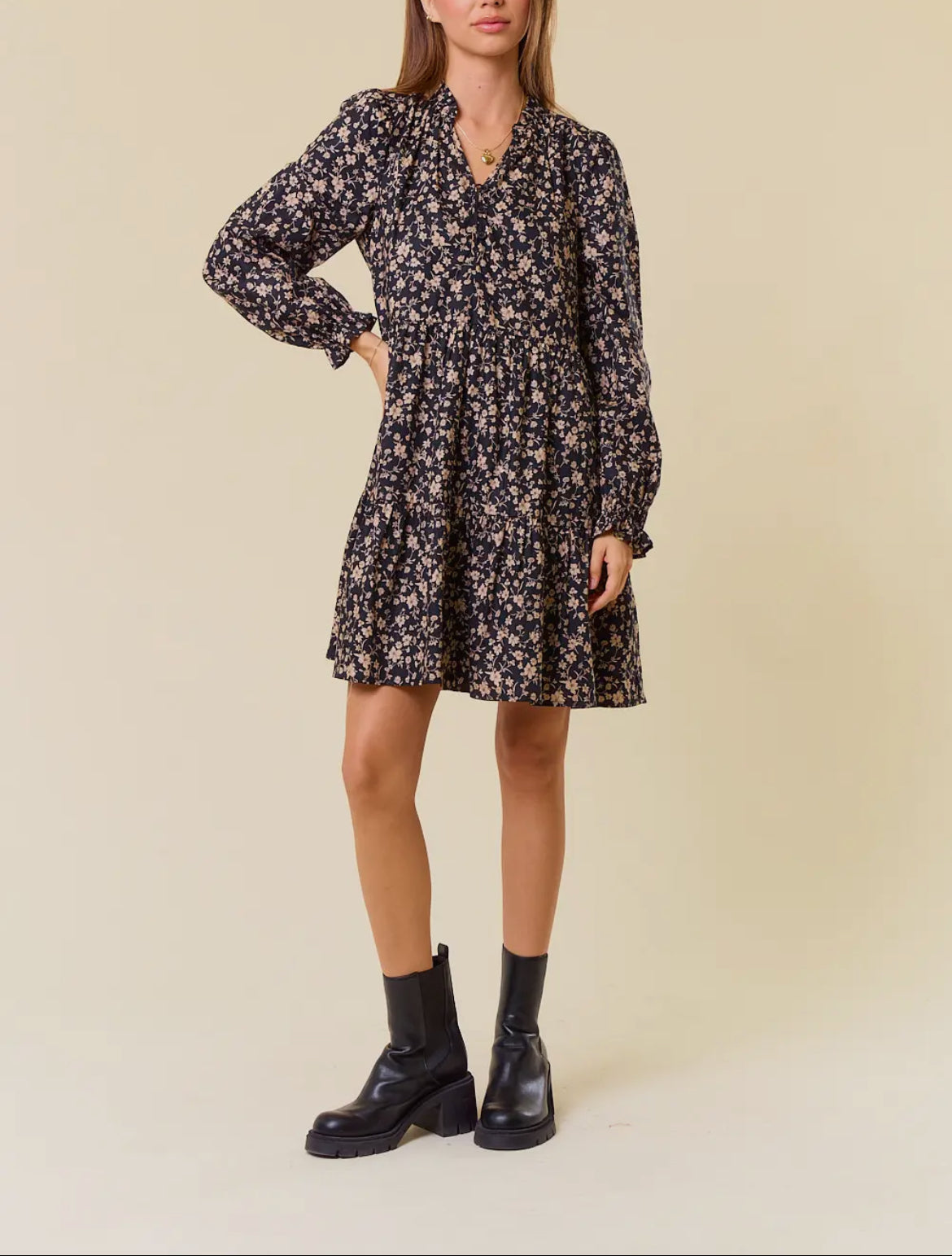 Floral Print Long Sleeve Dress