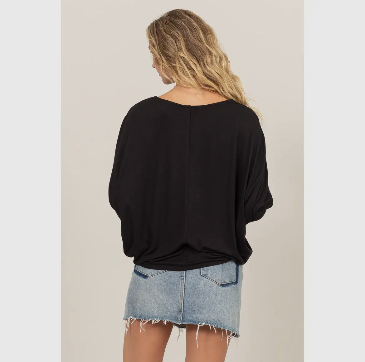 Dolman Long Sleeve Top-Black