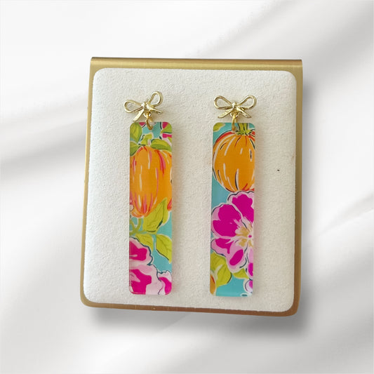 Preppy Acrylic Earrings-Pumpkin