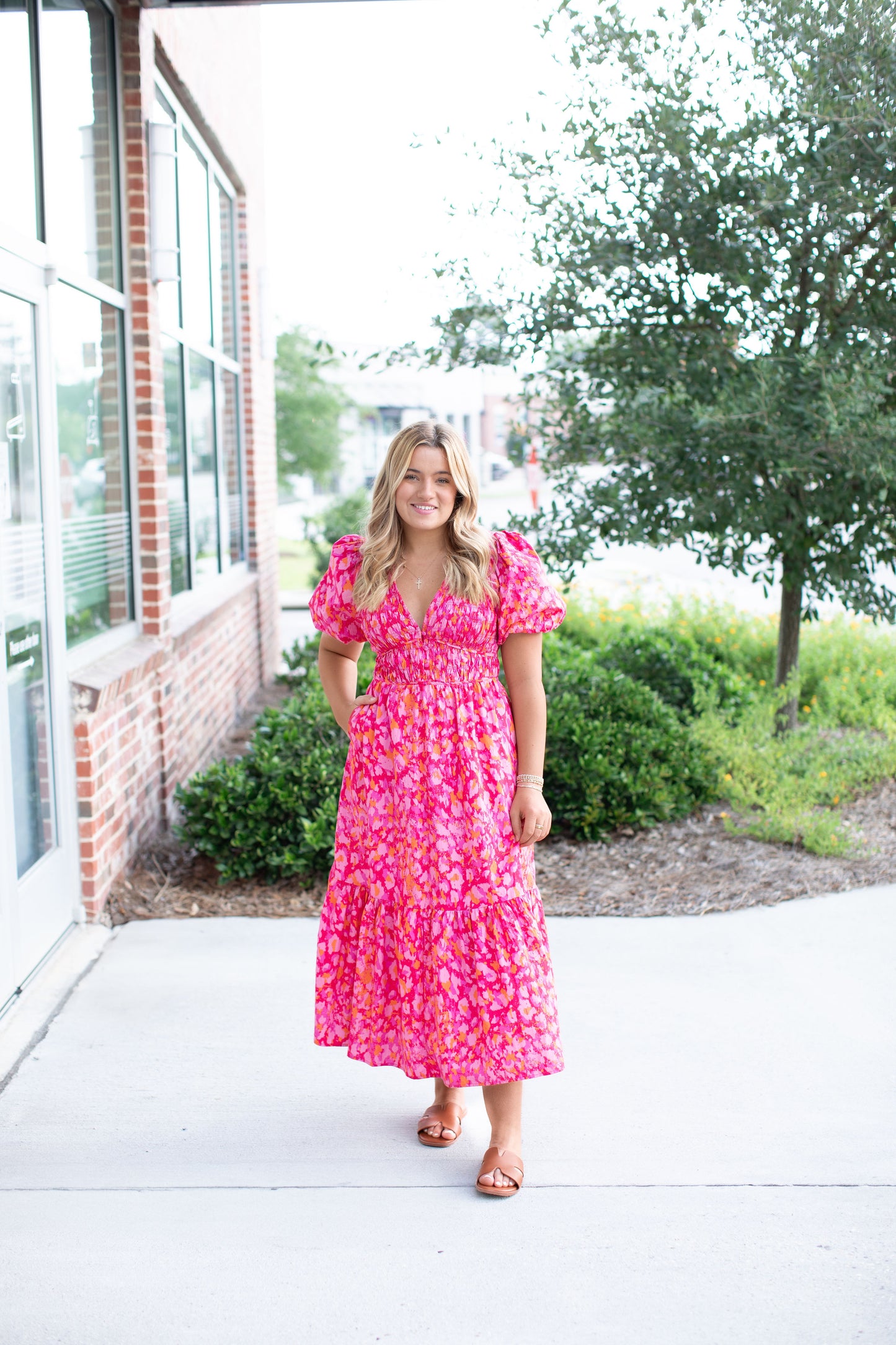 Leopard Printed Binding Detail Midi Dress