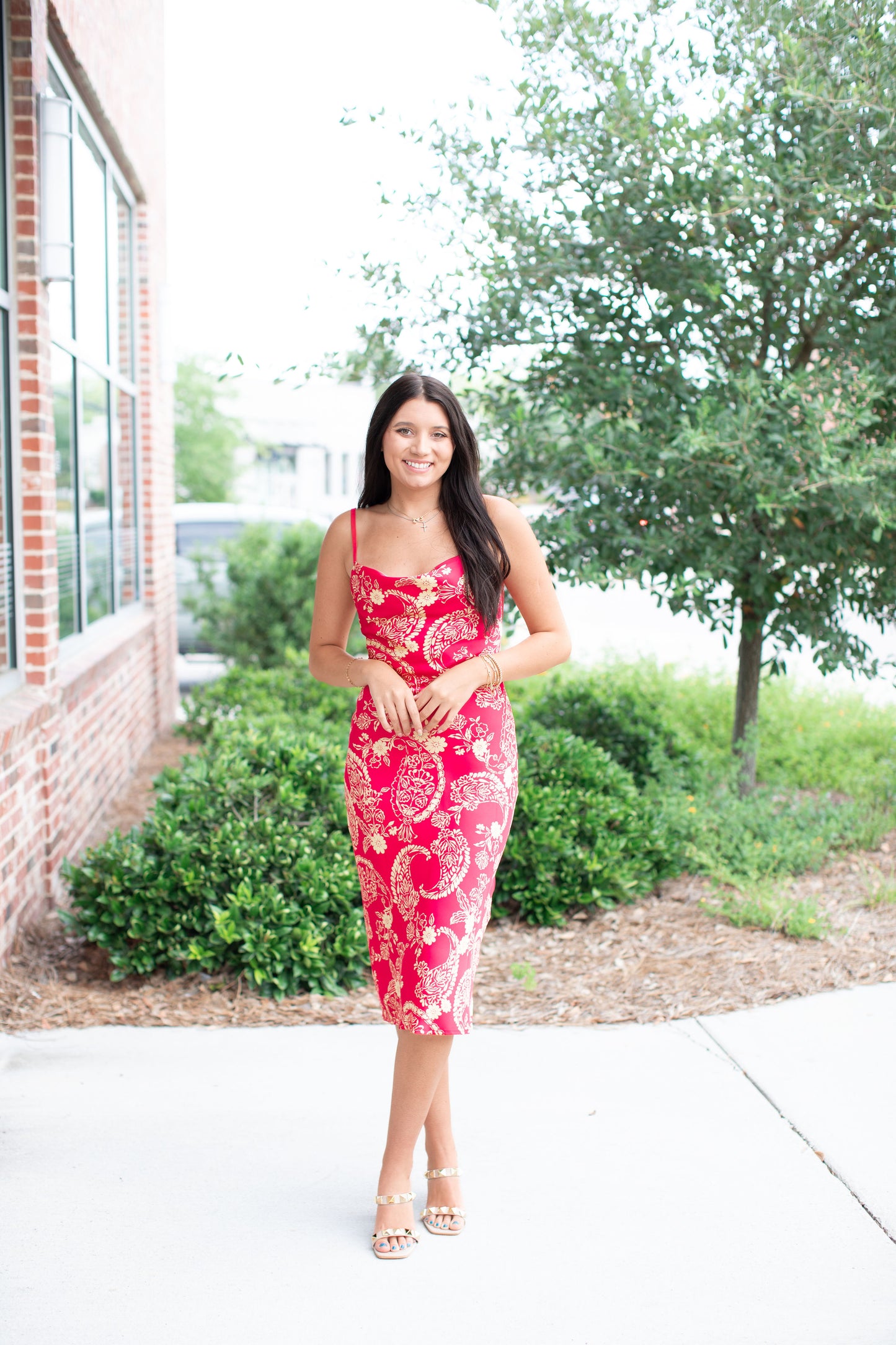 Crimson Floral Dress