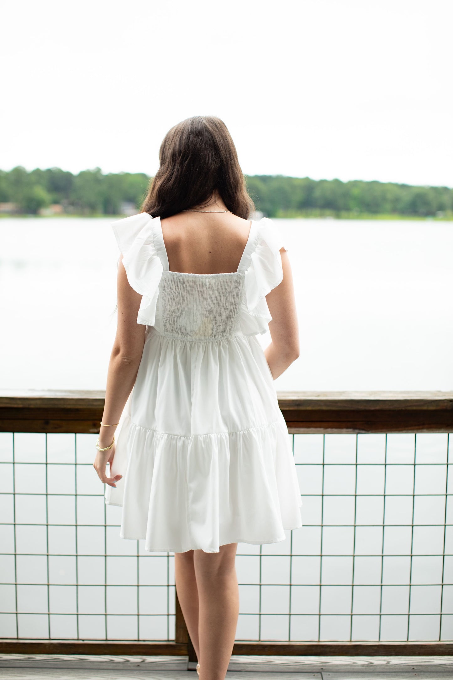 Off White Ruffle Sleeve Mini Dress