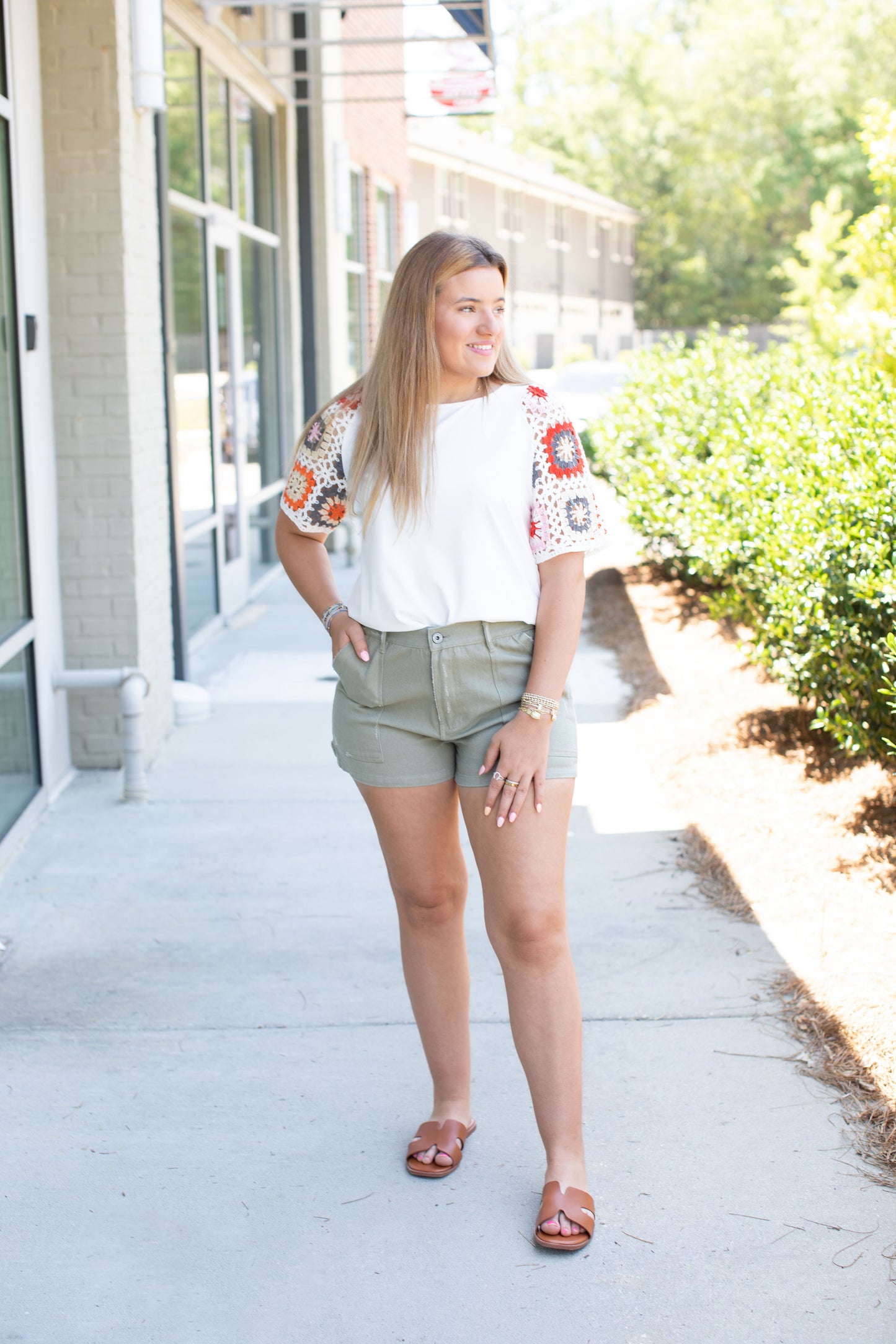 Lt. Olive Denim Shorts