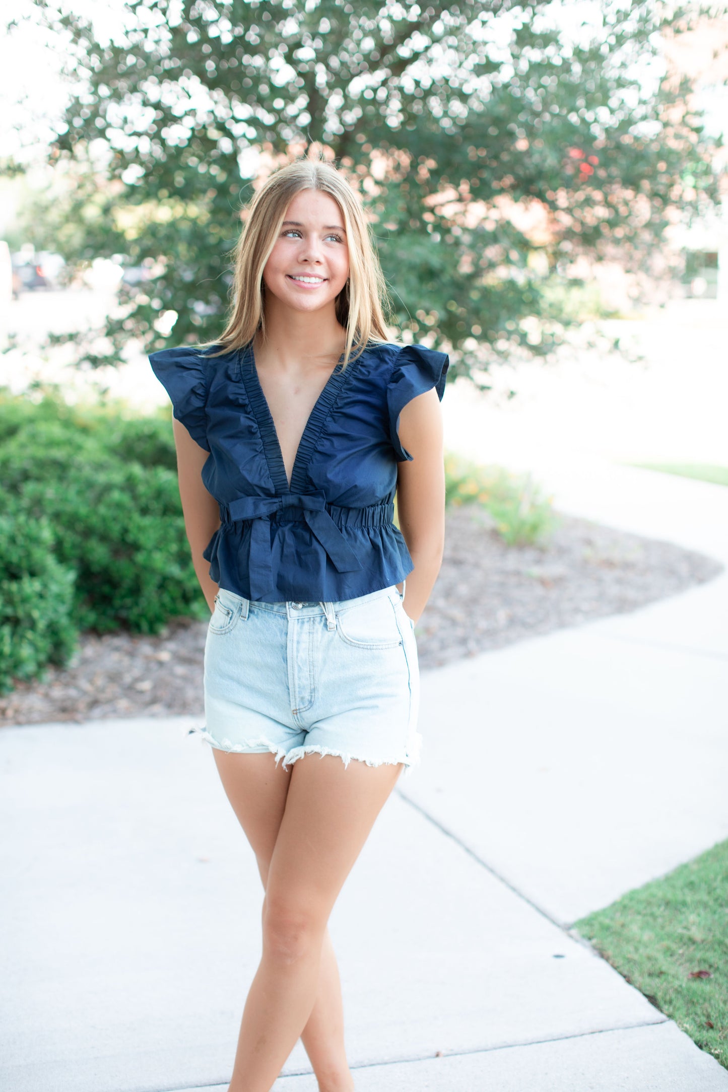 Babydoll Top-Navy