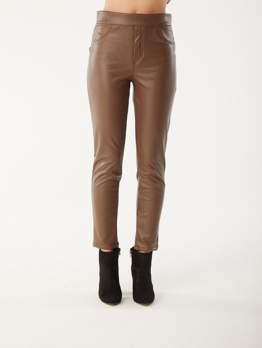 Mocha Vegan Faux Leather Pants