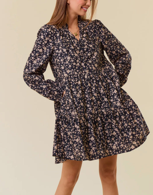 Floral Print Long Sleeve Dress