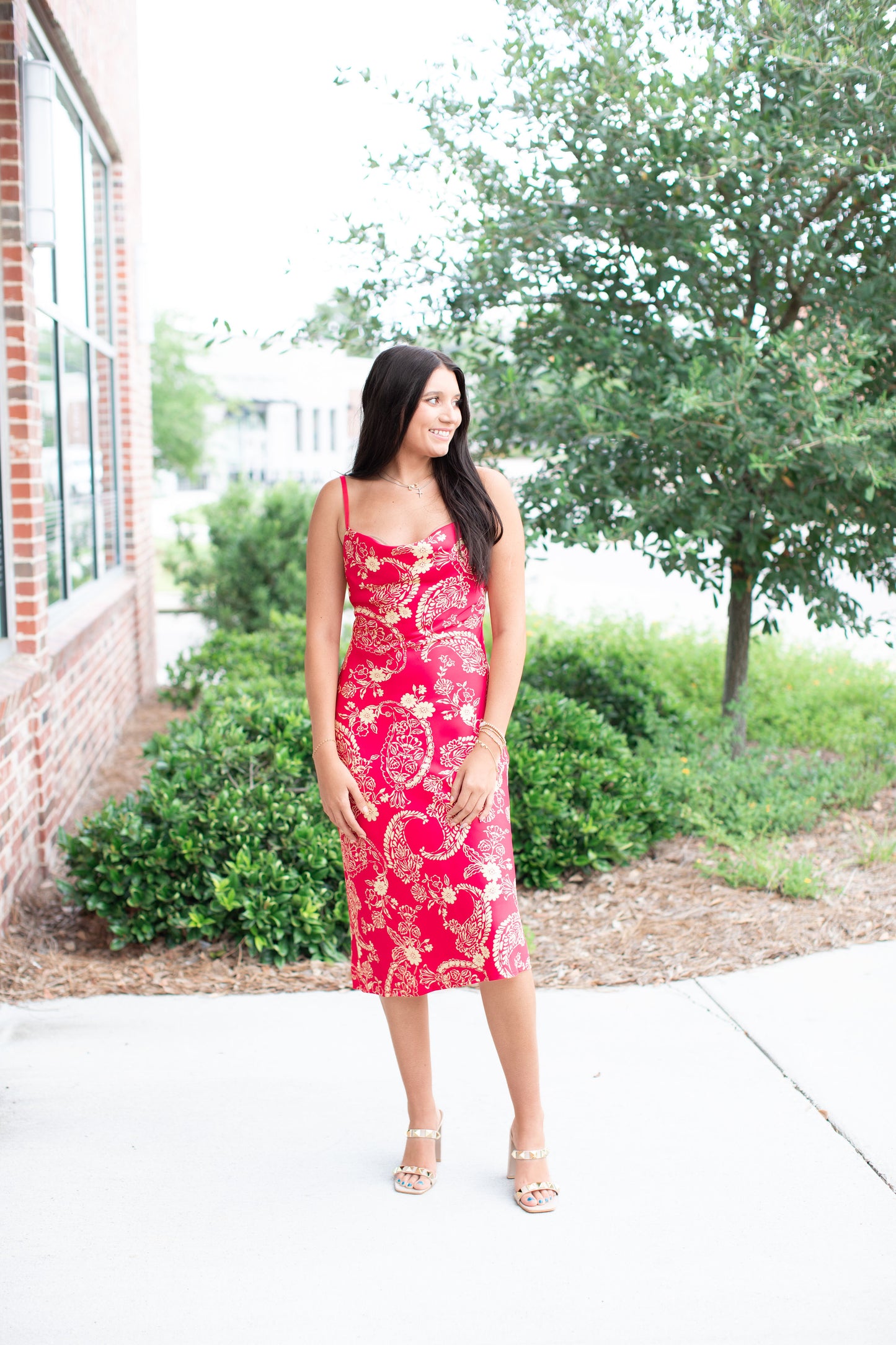 Crimson Floral Dress