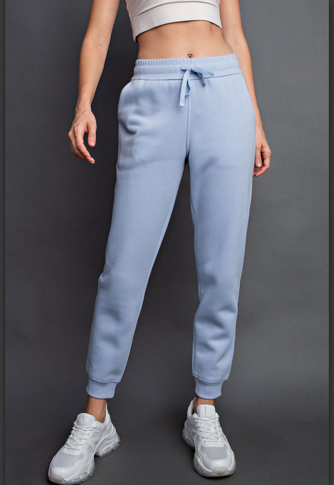 French Terry Cropped Hoodie And Sweatpants Set