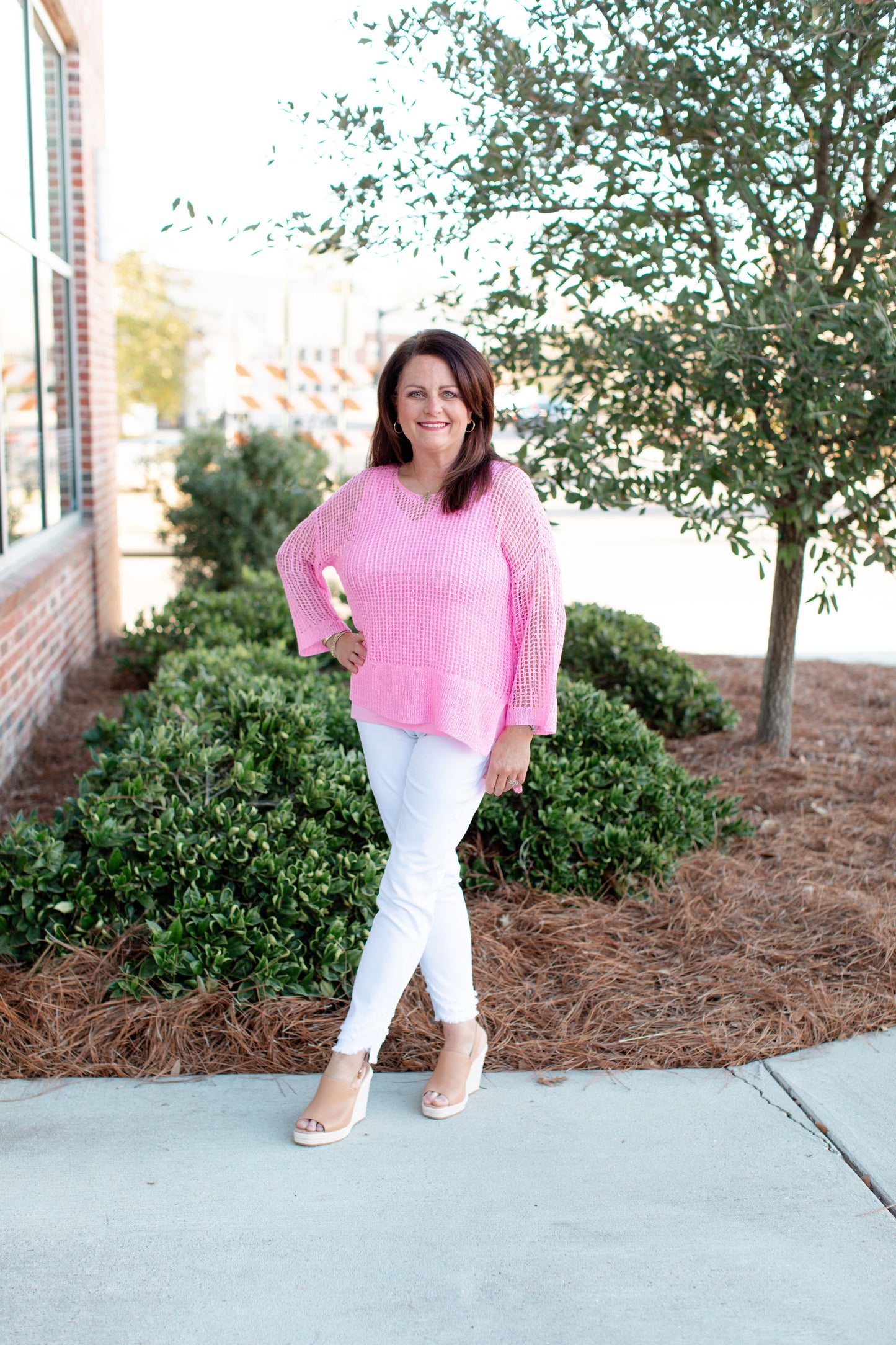 V-Neck Fishnet Sweater