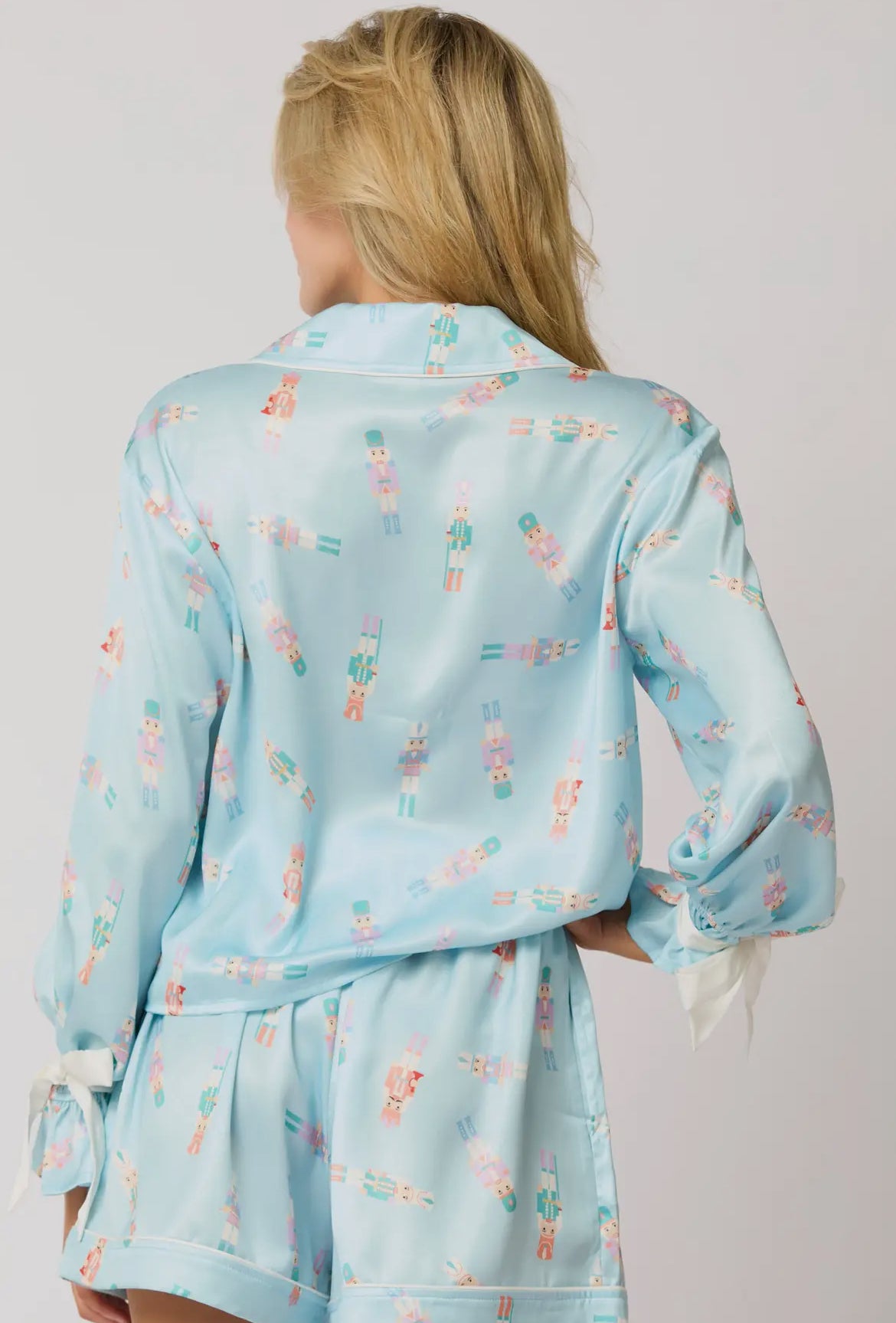 Satin Nutcracker Print Shirt & Shorts Pajama Set