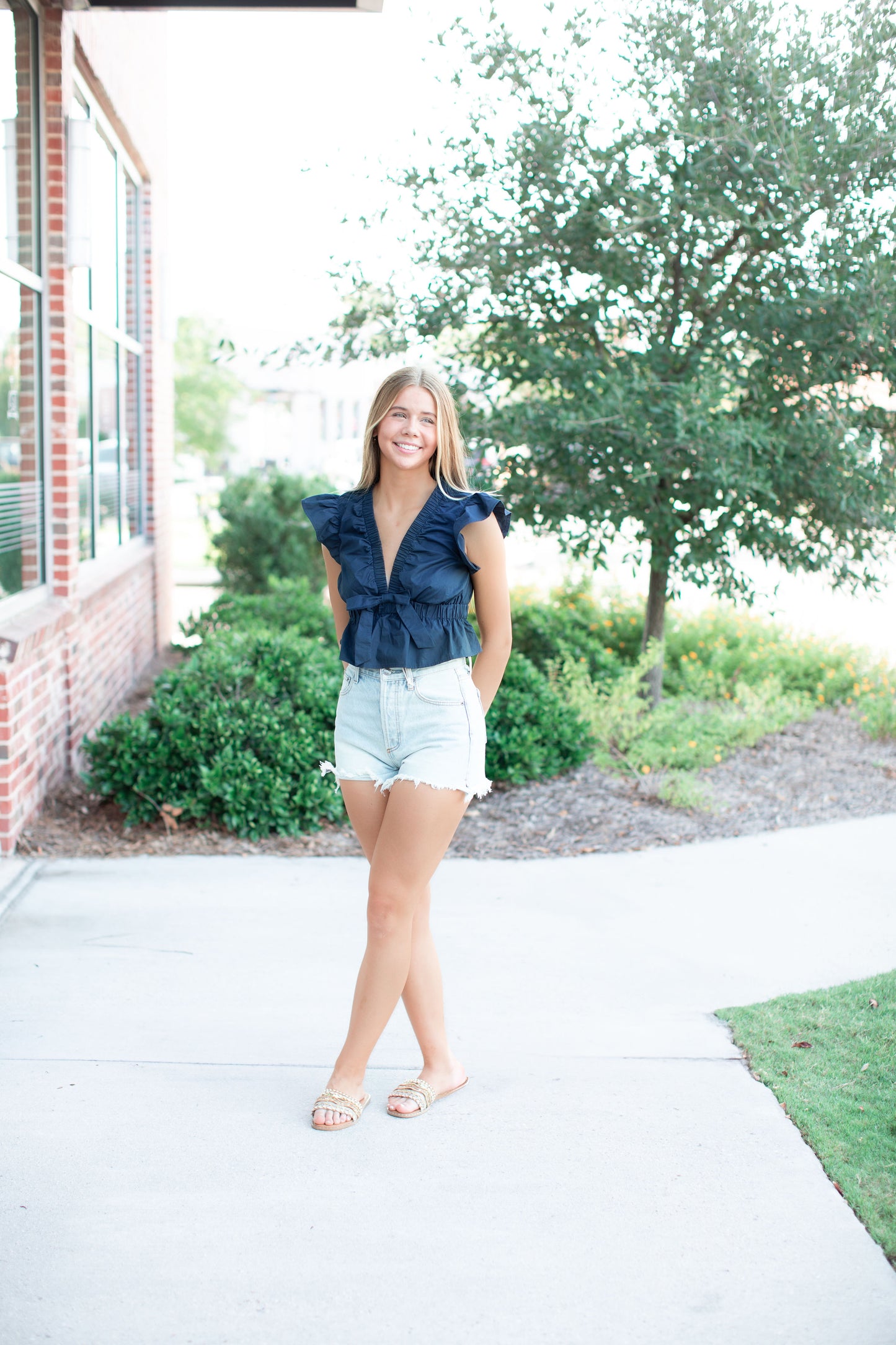 Babydoll Top-Navy