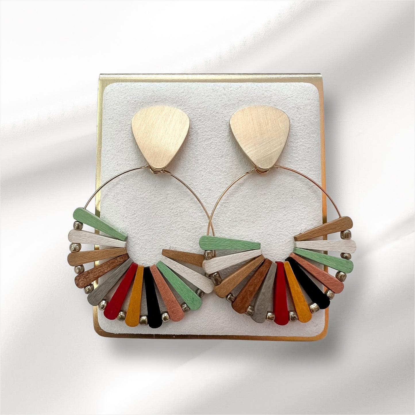 Gold Colorful Fan Earrings