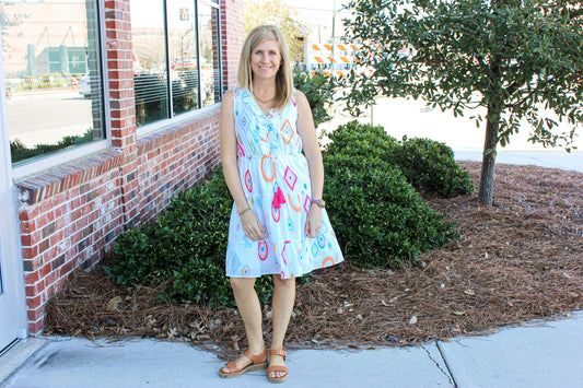 Printed Sleeveless Ruffled Dress