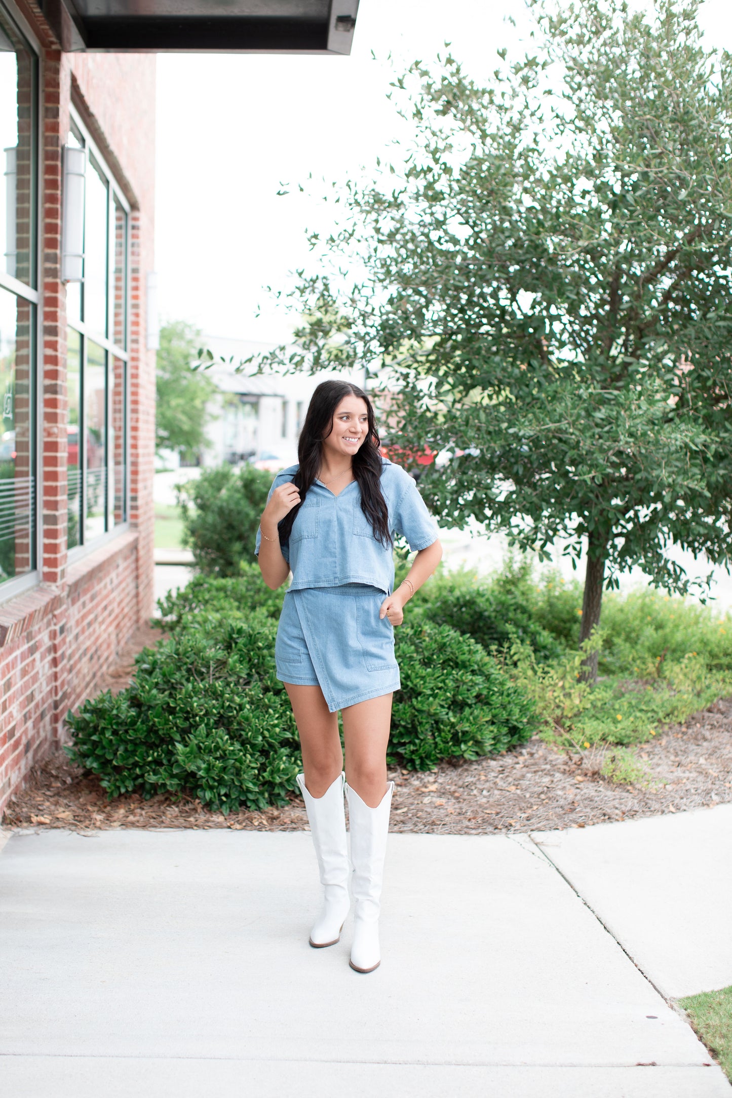 Denim Crop Top/Skort Set